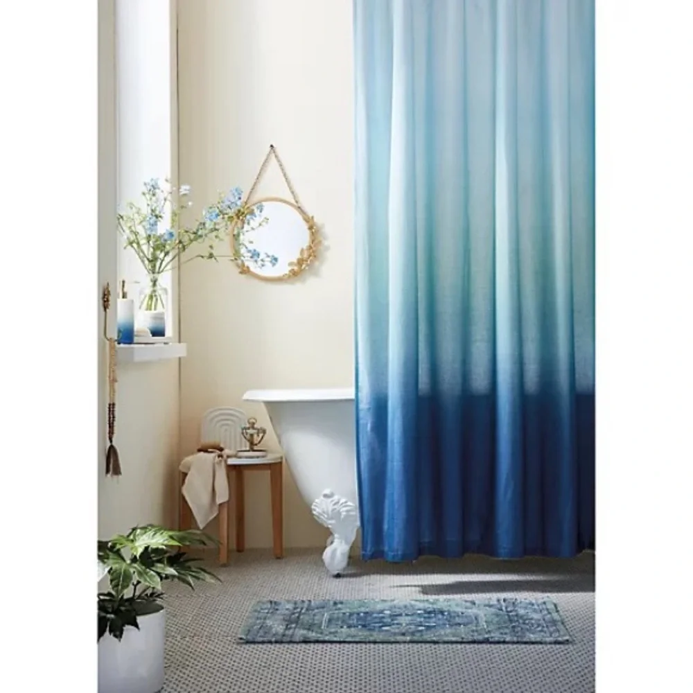 TWIN size Blue ombré duvet cover set and shower curtain